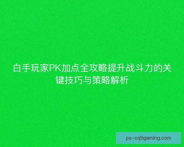白手玩家PK加点全攻略提升战斗力的关键技巧与策略解析