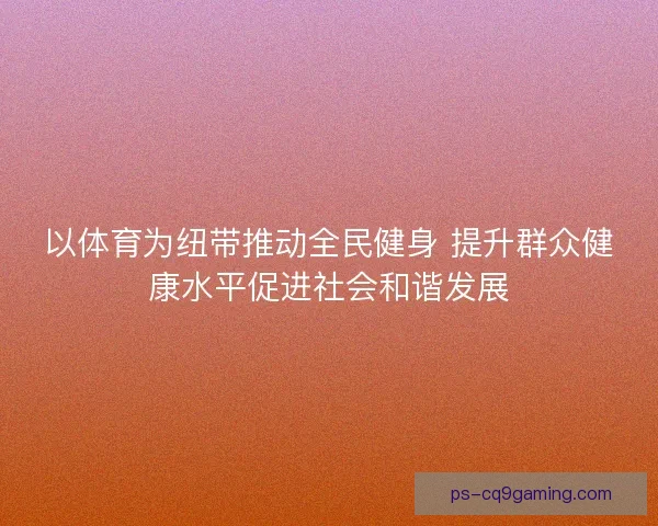 以体育为纽带推动全民健身 提升群众健康水平促进社会和谐发展